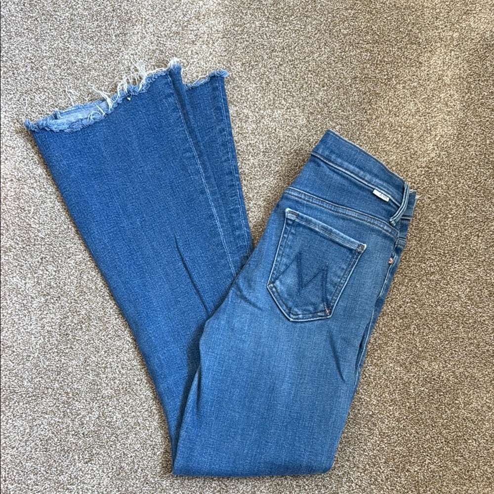 MOTHER Blue Flare Wide Leg Jeans The Weekender